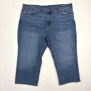 LL Bean BeanFlex Classic Fit Cropped Jeans Mens 42x21 Blue Denim Coolmax Altered